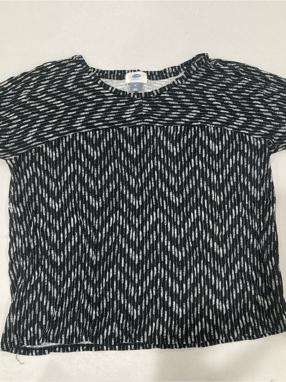 Old Navy Black & White Striped Short Sleeve Top